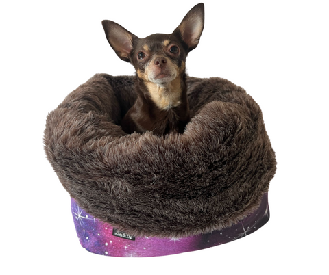 Universum - gefütterter Softschell-Hundeschlafsack mit stabilem Boden & Kissen / Bodengröße 40cm x 22cm / 47cm Hoch