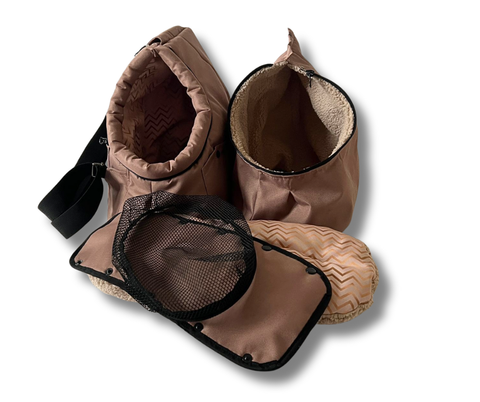 Wetterfeste Sling-Wintertasche "In Beige"  mit abnehmbarem Fensternetz - Lieferzeit ca. 8 Wochen NACH Ihrer Bestellung