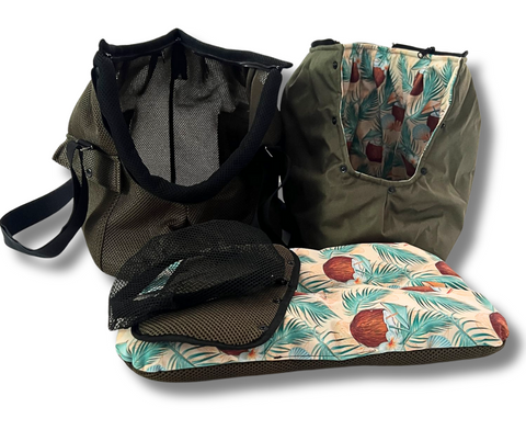 Für Hunde bis ca. 5kg / Sommertasche - Multifunktion Gr. M "Traumurlaub" mit extra Inlay & abnehmbarem Fensternetz - Lieferzeit ca. 8 Wochen NACH Ihrer Bestellung