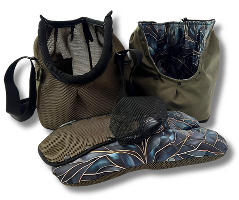 Für Hunde bis ca. 5kg / Sommertasche - Multifunktion Gr. M "Jungle" mit extra Inlay & abnehmbarem Fensternetz - Lieferzeit ca. 8 Wochen NACH Ihrer Bestellung