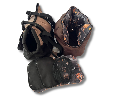 Luftige Hundetasche mit Rucksackfunktion Größe M für Hunde bis ca. 5 kg 