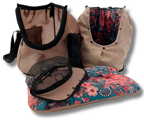 Für Hunde bis ca. 5kg / Sommertasche - Multifunktion Gr. M "Japanische Garten" mit extra Inlay & abnehmbarem Fensternetz - Lieferzeit ca. 8 Wochen NACH Ihrer Bestellung