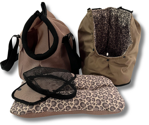 Für Hunde bis ca. 5kg / Sommertasche - Multifunktion Gr. M "In Beige" mit extra Inlay & abnehmbarem Fensternetz - Lieferzeit ca. 8 Wochen NACH Ihrer Bestellung