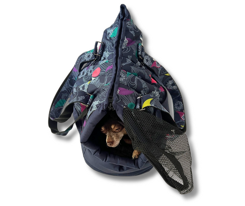 Wetterfeste Hundetasche "Blümchen" mit abnehmbarem Fensternetz Gr. S, M, L, XL / Lieferzeit ca. 6 Wochen NACH Ihrer Bestellung