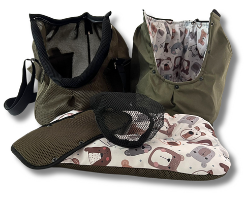 Für Hunde bis ca. 5kg / Sommertasche - Multifunktion Gr. M "Bärchen" mit extra Inlay & abnehmbarem Fensternetz - Lieferzeit ca. 8 Wochen NACH Ihrer Bestellung