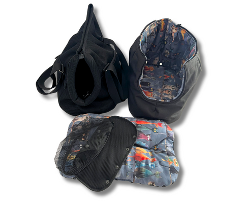 Für Hunde bis ca. 5kg / Hundetasche - Multifunktion Gr. M "Süße Kätzchen" mit extra Inlay & abnehmbarem Fensternetz