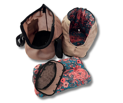 Für Hunde bis ca. 5kg / Sommertasche - Multifunktion Gr. M "Japanische Garten" mit extra Inlay & abnehmbarem Fensternetz - Lieferzeit ca. 8 Wochen NACH Ihrer Bestellung