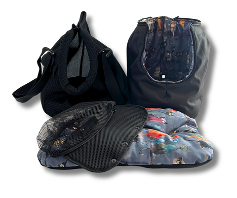 Für Hunde bis ca. 5kg / Hundetasche - Multifunktion Gr. M "Süße Kätzchen" mit extra Inlay & abnehmbarem Fensternetz