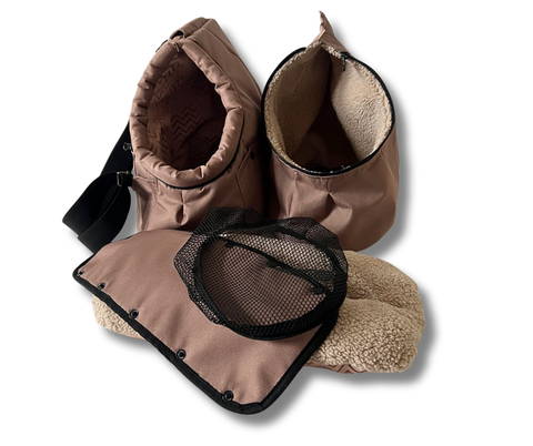 Wetterfeste Sling-Wintertasche "In Beige"  mit abnehmbarem Fensternetz - Lieferzeit ca. 8 Wochen NACH Ihrer Bestellung