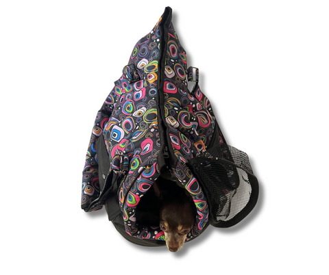 Für Hunde bis ca. 7kg / Wetterfeste Hundetasche "Happy Day" mit abnehmbarem Fensternetz Gr. L