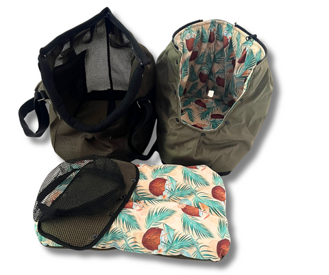 Für Hunde bis ca. 5kg / Sommertasche - Multifunktion Gr. M "Traumurlaub" mit extra Inlay & abnehmbarem Fensternetz - Lieferzeit ca. 8 Wochen NACH Ihrer Bestellung