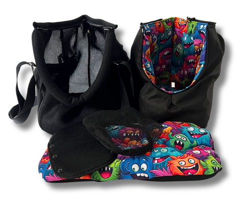 Für Hunde bis ca. 5kg / Hundetasche - Multifunktion Gr. M "Monsterchen" mit extra Inlay & abnehmbarem Fensternetz