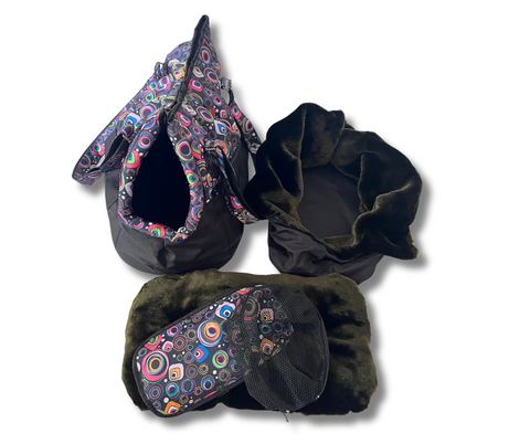 Für Hunde bis ca. 7kg / Wetterfeste Hundetasche "Happy Day" mit abnehmbarem Fensternetz Gr. L