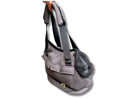 Für Hunde bis ca. 5kg / Sommertasche - Multifunktion Gr. M "Ozean Grau" mit extra Fach im Boden & abnehmbarem Fensternetz - Lieferzeit ca. 8 Wochen NACH Ihrer Bestellung