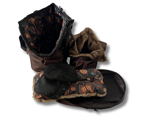 Für Hunde bis ca. 10kg / Wetterfeste Wintertasche "Brownie" / Rucksack-Funktion mit extra Fach im Boden & abnehmbarem Fensternetz  / Gr. XL