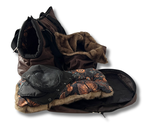 Für Hunde bis ca. 10kg / Wetterfeste Wintertasche "Brownie" / Rucksack-Funktion mit extra Fach im Boden & abnehmbarem Fensternetz  / Gr. XL