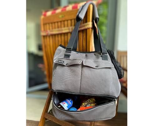 Für Hunde bis ca. 5kg / Sommertasche - Multifunktion Gr. M "Ozean Grau" mit extra Fach im Boden & abnehmbarem Fensternetz - Lieferzeit ca. 8 Wochen NACH Ihrer Bestellung