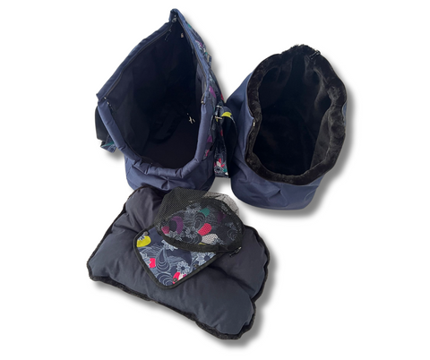 Wetterfeste Hundetasche "Blümchen" mit abnehmbarem Fensternetz Gr. S, M, L, XL / Lieferzeit ca. 6 Wochen NACH Ihrer Bestellung