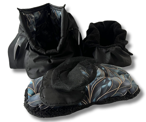 Für Hunde bis ca. 5kg / Wintertasche "Dark Forest" mit abnehmbarem Fensternetz / Gr. M