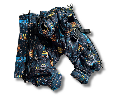 Wetterfeste Softschell-Wintermäntel "RoboGalaxy" 🐾🤖 für Rüden / Geschirr