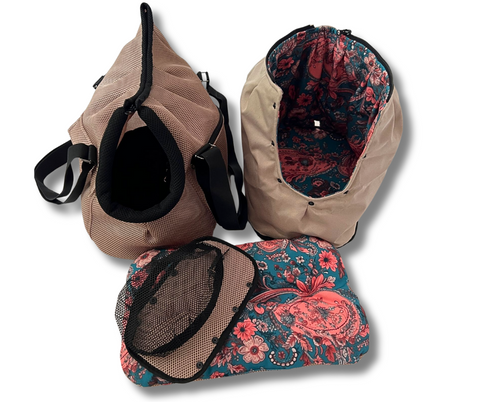 Für Hunde bis ca. 5kg / Sommertasche - Multifunktion Gr. M "Japanische Garten" mit extra Inlay & abnehmbarem Fensternetz - Lieferzeit ca. 8 Wochen NACH Ihrer Bestellung