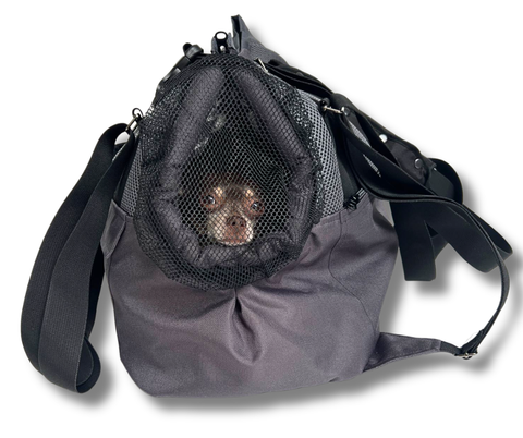 3-in-1 Hundetasche-Rucksack City Style in Grau mit Rucksackfunktion und separat tragbarem Inlay-Täschchen
