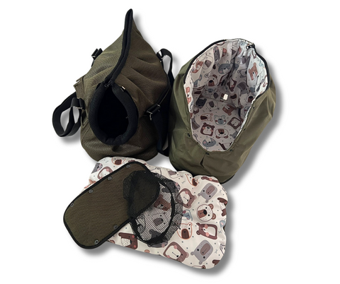 Für Hunde bis ca. 5kg / Sommertasche - Multifunktion Gr. M "Bärchen" mit extra Inlay & abnehmbarem Fensternetz - Lieferzeit ca. 8 Wochen NACH Ihrer Bestellung