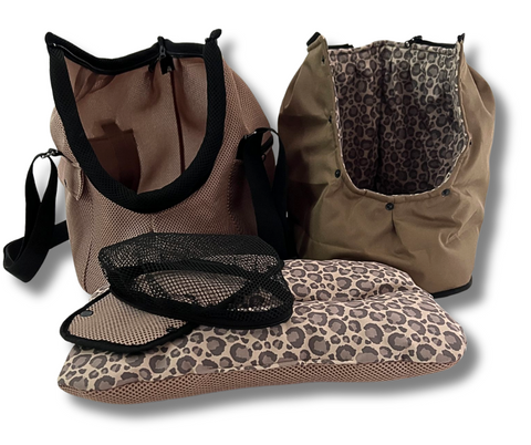 Für Hunde bis ca. 5kg / Sommertasche - Multifunktion Gr. M "In Beige" mit extra Inlay & abnehmbarem Fensternetz - Lieferzeit ca. 8 Wochen NACH Ihrer Bestellung