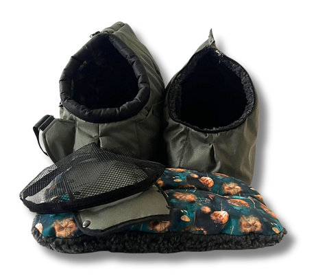 Für Hunde bis ca. 5kg / Sling-Wintertasche "Olivgrün" mit abnehmbarem Fensternetz / Gr. M