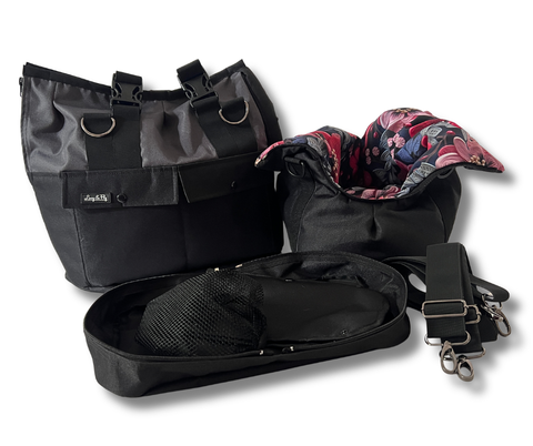 Blütennacht Winter-Hundetasche und Rucksack mit Open-Bag-Funktion, floralem Ruheplatz und stabilem Taschenboden