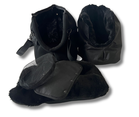 Für Hunde bis ca. 5kg / Hundetasche - Multifunktion Gr. M "Schwarze Perle" mit extra Inlay & abnehmbarem Fensternetz