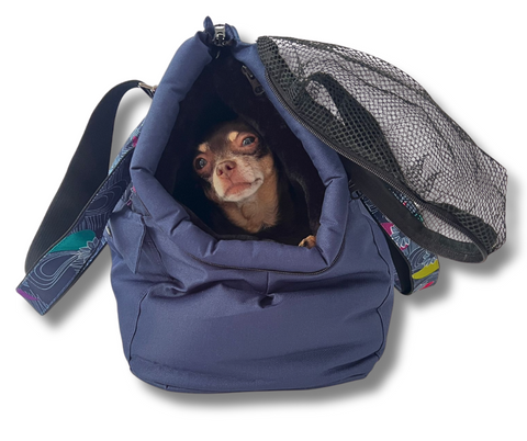 Wetterfeste Hundetasche "Blümchen" mit abnehmbarem Fensternetz Gr. S, M, L, XL / Lieferzeit ca. 6 Wochen NACH Ihrer Bestellung