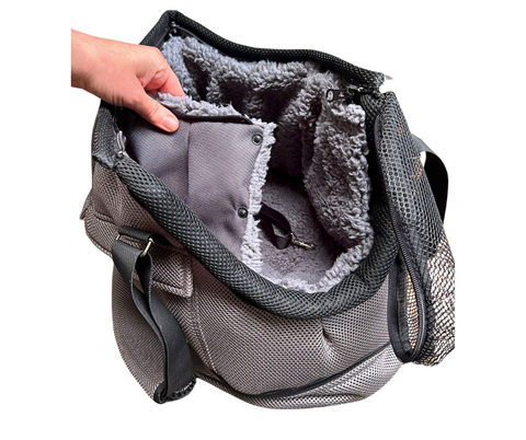 Für Hunde bis ca. 5kg / Sommertasche - Multifunktion Gr. M "Ozean Grau" mit extra Fach im Boden & abnehmbarem Fensternetz - Lieferzeit ca. 8 Wochen NACH Ihrer Bestellung