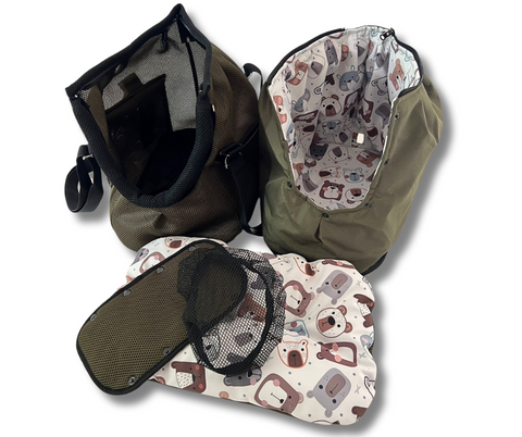 Für Hunde bis ca. 5kg / Sommertasche - Multifunktion Gr. M "Bärchen" mit extra Inlay & abnehmbarem Fensternetz - Lieferzeit ca. 8 Wochen NACH Ihrer Bestellung