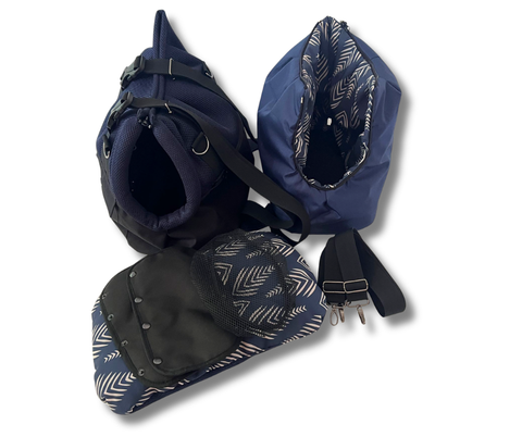Hundetasche mit Inlay und Fensternetz in Marineblau