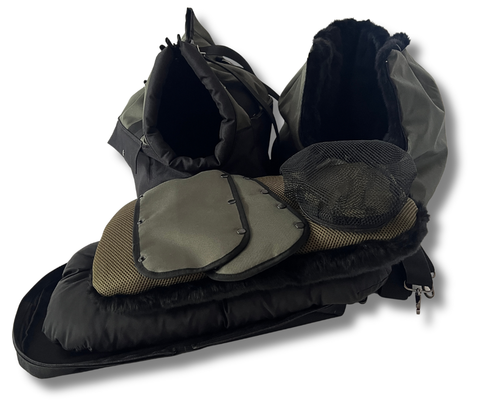 Oliv Eleganz wetterfeste Hundetasche Gr. L für Hunde bis ca. 7 kg mit Rucksackfunktion und Winter-Inlay