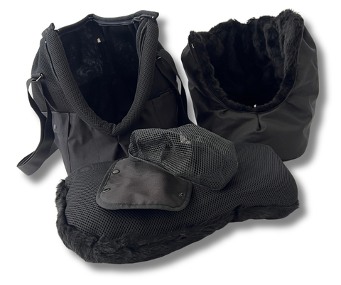 Black Elegance Hundetasche mit zwei verstellbaren und abnehmbaren schwarzen Tragegurten