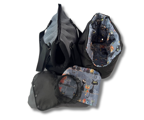 Hundetasche Graphit Cats Gr. S mit Katzen-Inlay