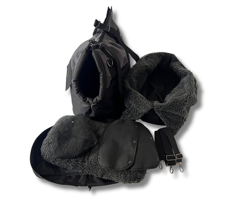 Smoky Black Winter-Hundetasche mit herausnehmbarem kuscheligem Inlay für Hunde bis ca. 7 kg