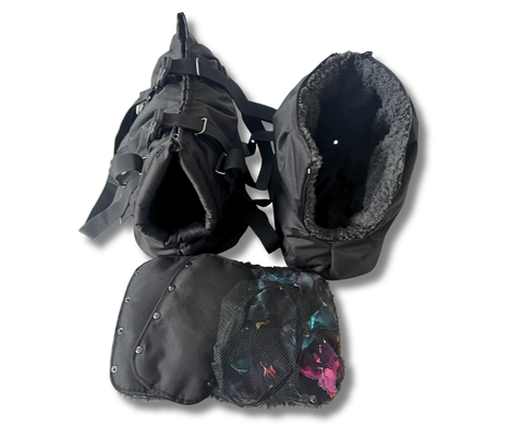 Für Hunde bis ca. 5kg / Wetterfeste Wintertasche "Colorful Secrets" / Rucksack-Funktion mit abnehmbarem Netz / Gr. M