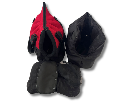 Hundetasche Carmen Gr. M in Rot-Schwarz mit gemütlichem Inlay und zwei Gurten