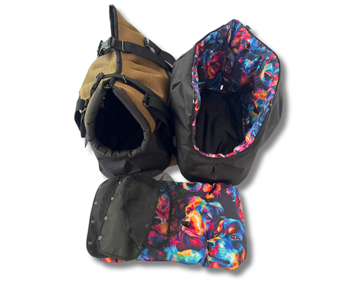 Hundetasche-Rucksack mit farbigem Hunde-Inlay für Hunde bis 10kg