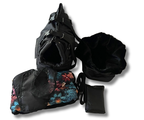 Hundetasche Midnight Garden mit separatem Regenschutz für Regen, Schnee und Wind – Größe M für kleine Hunde bis ca. 5 kg