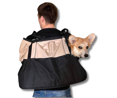 Für Hunde bis ca. 10kg / Wetterfeste Wintertasche "In Khaki" / Rucksack-Funktion mit abnehmbarem Netz  / Gr. XL - Lieferzeit ca. 8 Wochen NACH Ihrer Bestellung