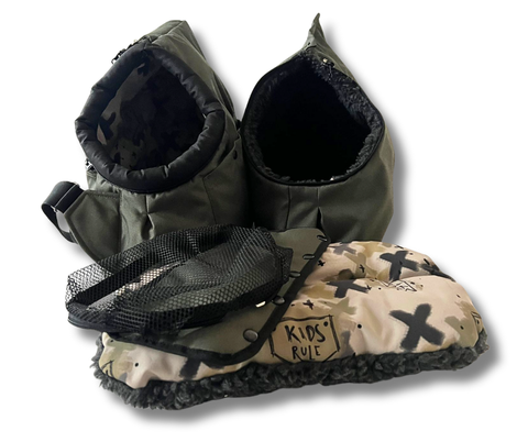 Für Hunde bis ca.2,5kg / Sling-Wintertasche "Olivgrün"  mit abnehmbarem Fensternetz / Gr. S