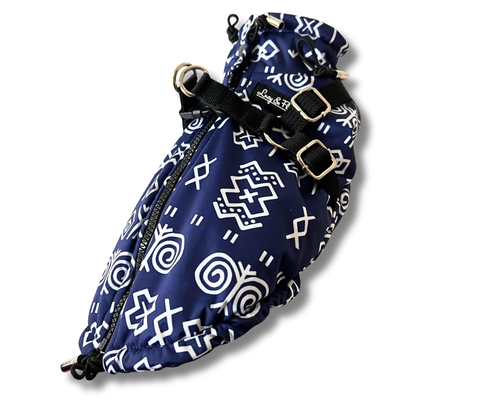 Wetterfeste Softschell-Winterwesten "Blue Geometry" für Rüden / Geschirr