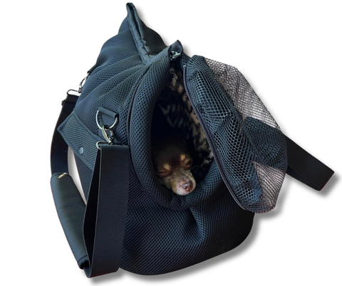 Edelschwarz - Hundetasche Gr. M für Hunde bis 5 kg