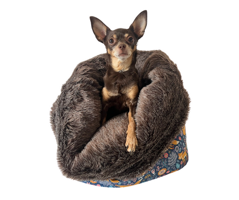 Waldmärchen - gefütterter Softschell-Hundeschlafsack mit stabilem Boden & Kissen / Bodengröße 40cm x 22cm / 47cm Hoch