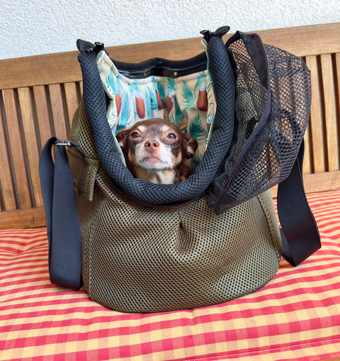 Für Hunde bis ca. 5kg / Sommertasche - Multifunktion Gr. M "Traumurlaub" mit extra Inlay & abnehmbarem Fensternetz - Lieferzeit ca. 8 Wochen NACH Ihrer Bestellung